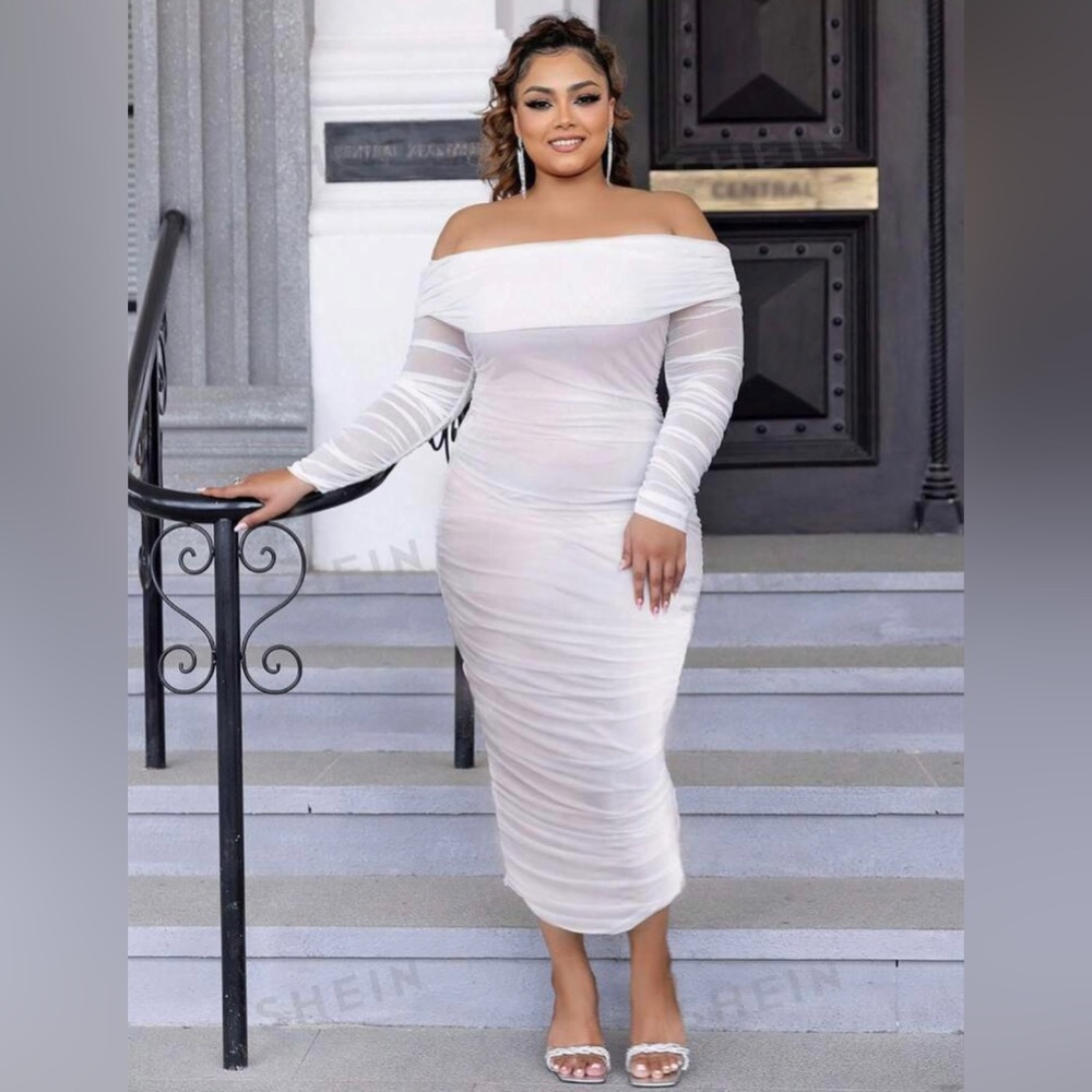 Off shoulder mesh dress